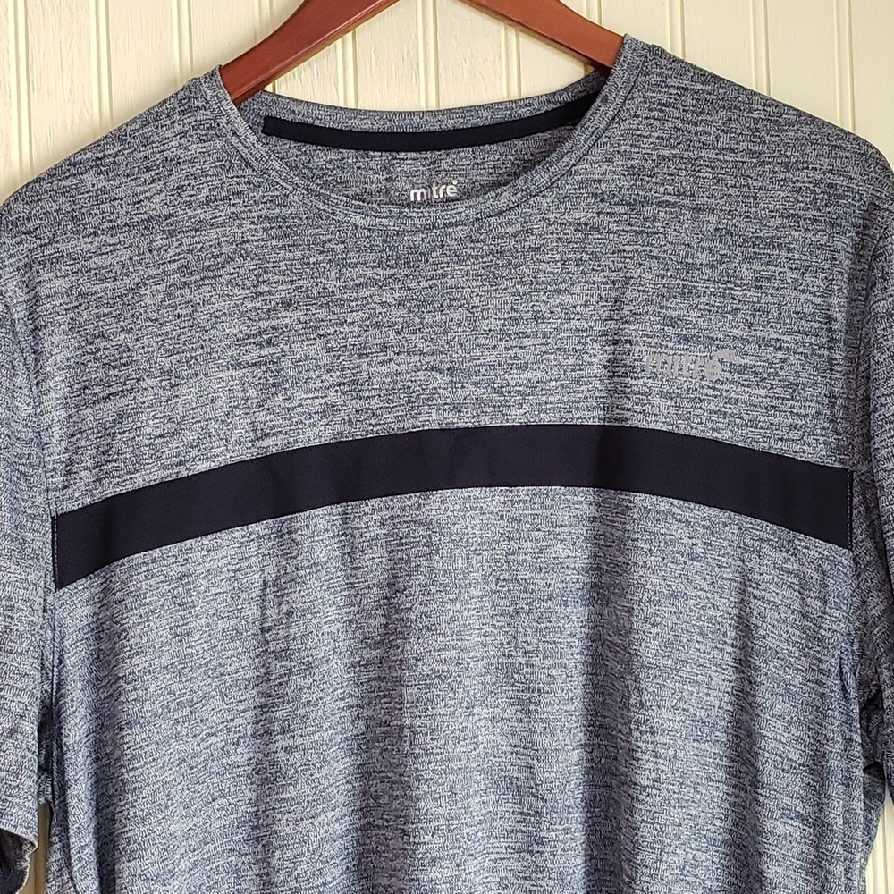 Mitre Shirt Mens XL Blue Heather Colorblock Short Sleeve Athletic Tee Top